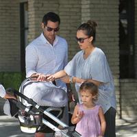 Jessica Alba and Cash Warren take Honor Marie and new baby Haven for breakfast